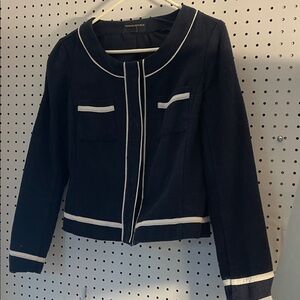 Banana Republic Women's Navy Blazer with White Trim